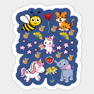 Kids animals and cartoon inspired design Sticker